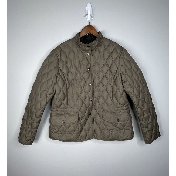 Eddie Bauer Jacket Womens XL EB550 Goose Down Puffer Quilted Brown Button Chore - Picture 1 of 14